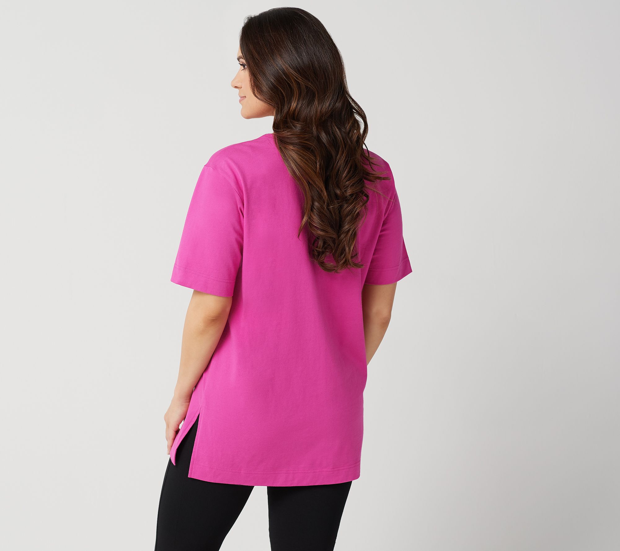 Denim & Co. Essentials Cotton Jersey Oversized Scoopneck Tee