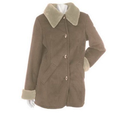 Dennis Basso Faux Shearling Button Front Coat - A86563