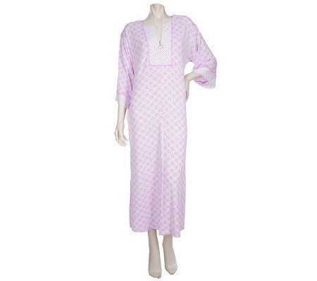 Stan Herman Silky Knit Printed Zip Front Caftan - A87663
