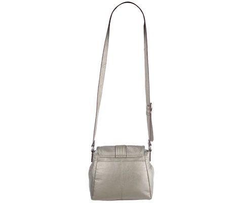 Isaac Mizrahi Live! Pebble Leather Flap Crossbody Bag with Scarf