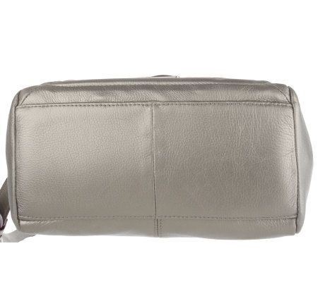 Isaac Mizrahi Live! Pebble Leather Flap Crossbody Bag with Scarf