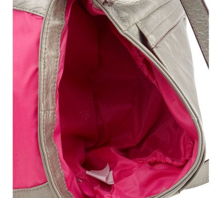 Isaac Mizrahi Live! Pebble Leather Flap Crossbody Bag with Scarf