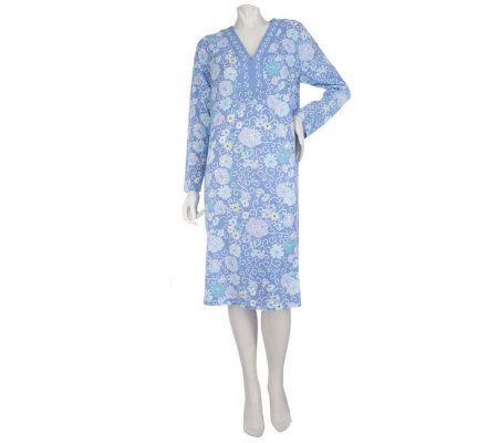 Carole Hochman Floral Vines Cotton Jersey Kaftan - A214864