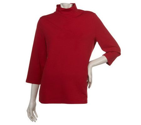 Denim & Co. Essentials 3/4 Sleeve Mock Neck T-shirt - A218264