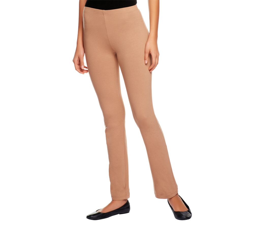 Susan Graver Stretch Cotton Full Length Leggings w/Elastic Band - A218564