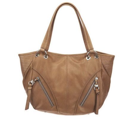 B. Makowsky Glove Leather Tote with Zipper Pockets - A221264
