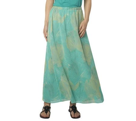 Liz Claiborne New York Crinkle Chiffon Palm Print Maxi Skirt - A222064