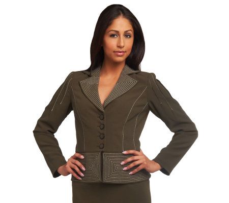 Mark of Style by Mark Zunino Notch Collar Trapunto Stitch Blazer - A222364