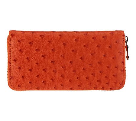 Lee Sands Ladies Ostrich Print Full Zip Wallet - A227964