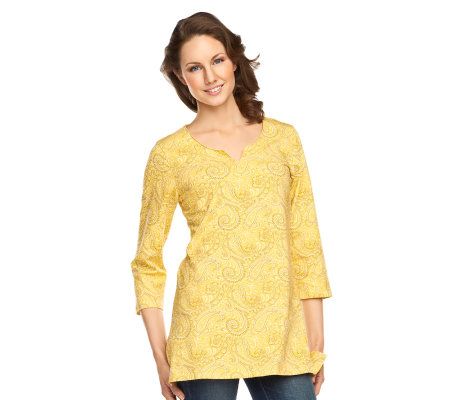 Liz Claiborne New York 3/4 Sleeve Paisley Print Knit Tunic - A230564