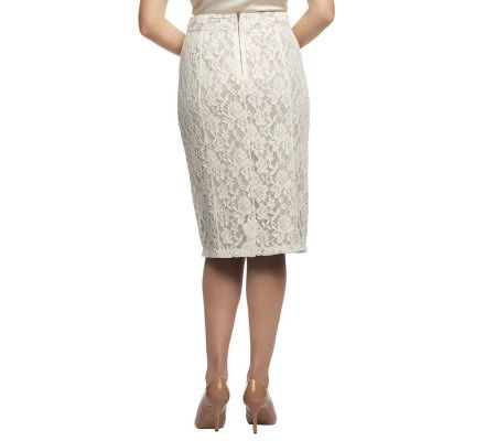 Edge by Jen Rade Allover Lace Fully Lined Pencil Skirt