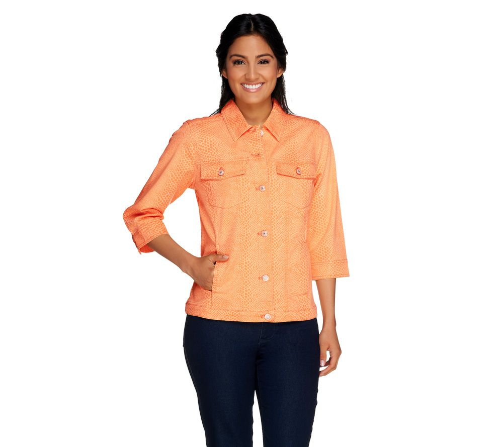 Denim & Co. Stretch Twill Cobra Print Jean Jacket - A231364