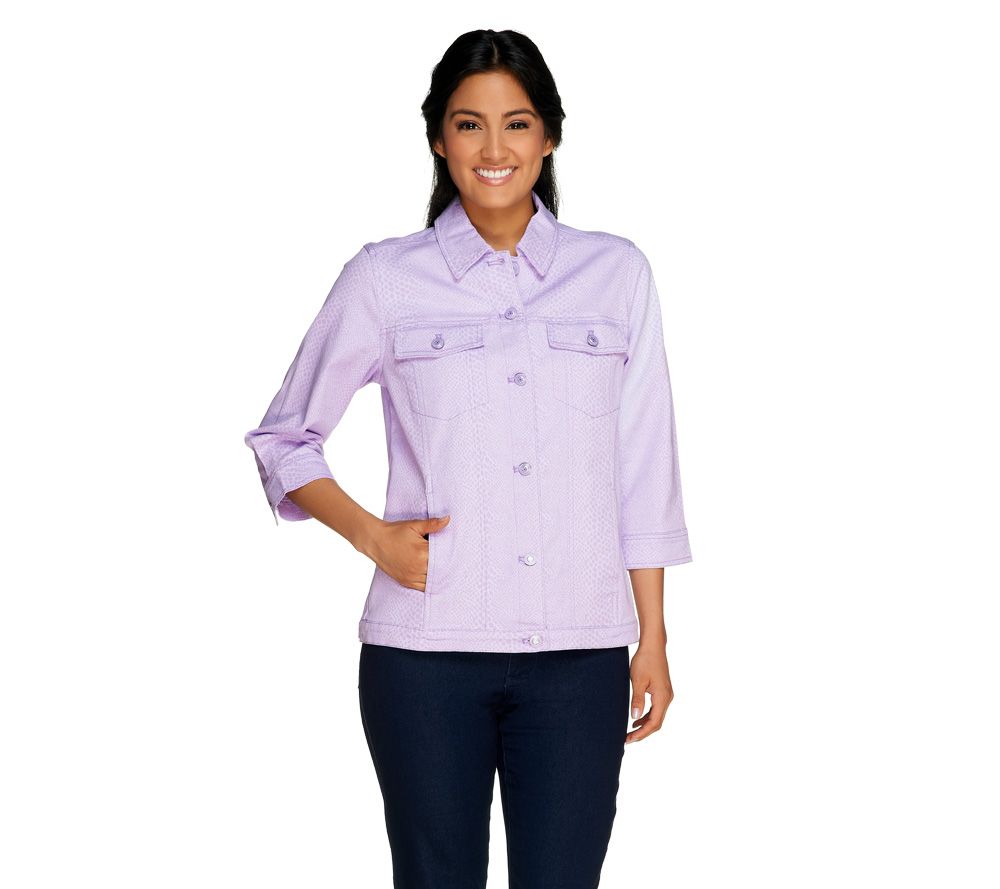 Denim & Co. Stretch Twill Cobra Print Jean Jacket - A231364