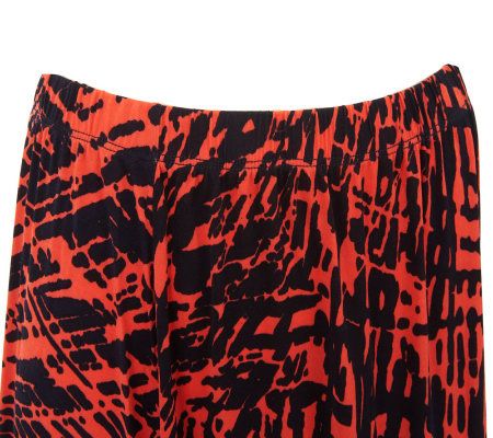 Susan Graver Liquid Knit 3/4 Sleeve Top and Printed Skirt