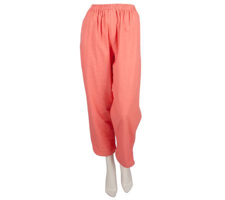 Susan Graver Linen/Rayon Ankle Pants w/ Curved Hem - A46964