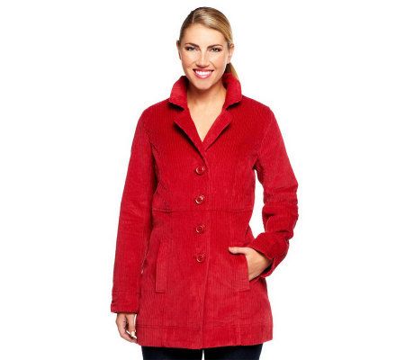 Denim & Co. Wide Wale Corduroy Button Front Jacket - A91164