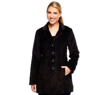 Denim & Co. Wide Wale Corduroy Button Front Jacket - A91164