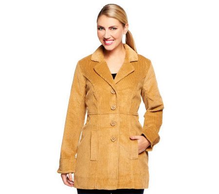 Denim & Co. Wide Wale Corduroy Button Front Jacket - A91164