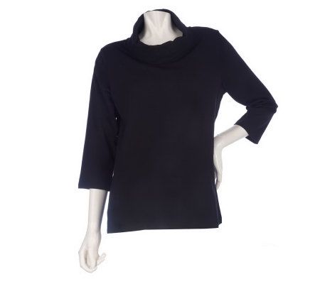 Denim & Co. Essentials 3/4 Sleeve Drape Neck Knit T-Shirt - A203465