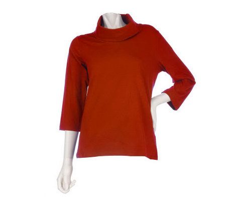 Denim & Co. Essentials 3/4 Sleeve Drape Neck Knit T-Shirt - A203465