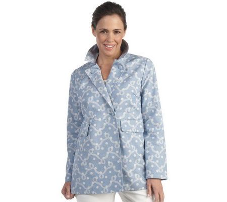 Liz CLaiborne New York Printed Canvas Double-Breasted Jacket - A212765