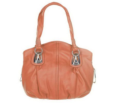 B. Makowsky Glove Leather Shopper with Side Zipper Pockets - A212865