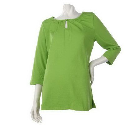 Denim & Co. 3/4 Sleeve Knit Tunic with Keyhole Detail - A212965