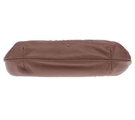 Fiore by Isabella Fiore Leather Hobo w/ Embroidery and Stud Details