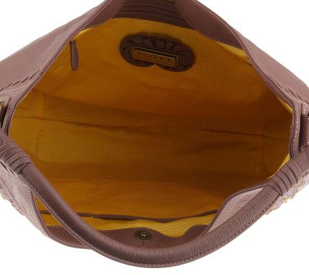 Fiore by Isabella Fiore Leather Hobo w/ Embroidery and Stud Details