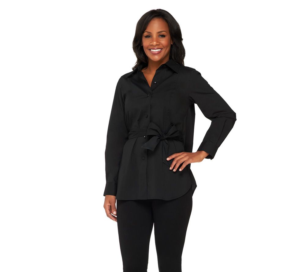 George Simonton Polished Cotton Fly Away Shirt with Self Belt - A216465