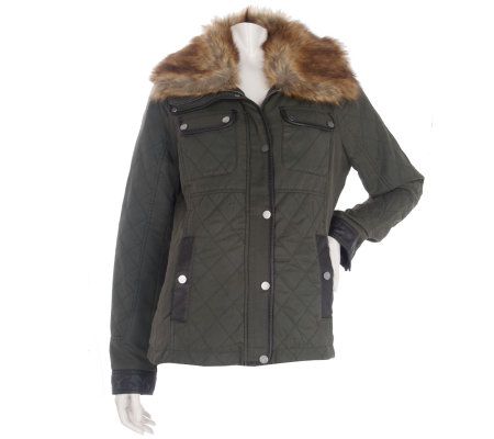 Centigrade Quilted Jacket with Removable Faux Fur Collar - A217465