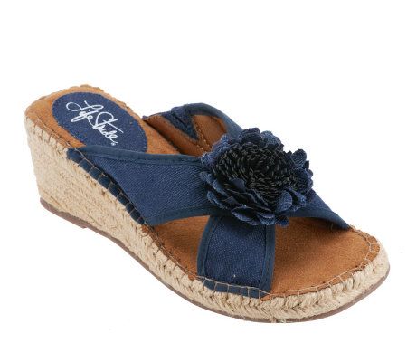 LifeStride Reef Cross Band Espadrilles w/Flower Detail - A220565