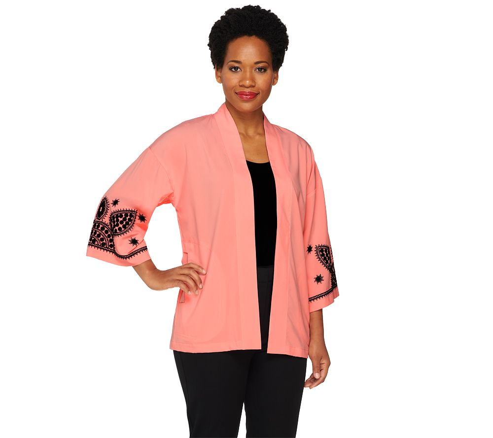 Linea by Louis DellOlio Kimono Sleeve Jacket with Embroidery - A222265