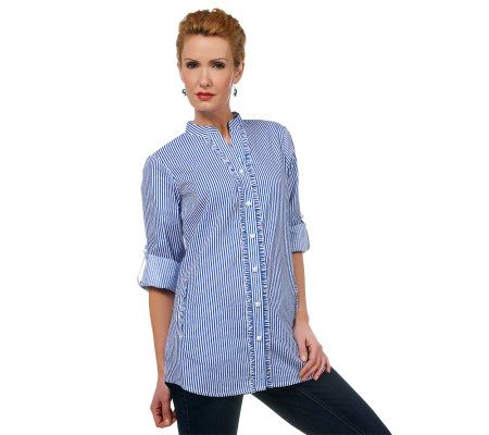 Joan Rivers Tailored Shirt with Ruffled Front Detail - A222565
