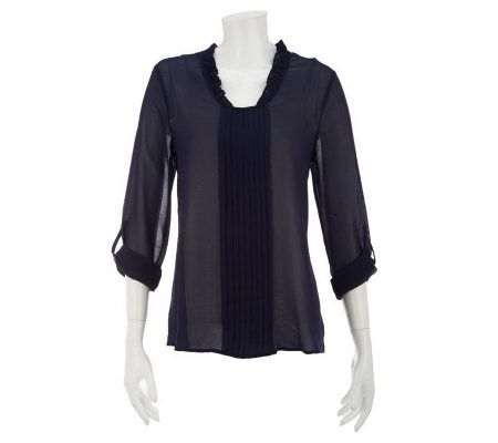 CE by Cristina Ehrlich Pleated Blouse w/ Ruffles - A227265