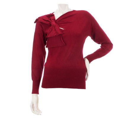 M by Marc Bouwer Long Sleeve Sweater with Bow Detail - A227365