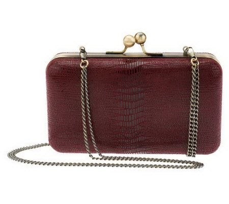 Nicole Richie Collection Lizard Embossed Leather Framed Clutch - A229565