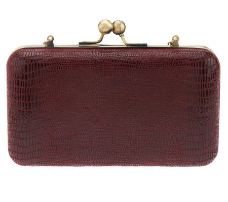 Nicole Richie Collection Lizard Embossed Leather Framed Clutch