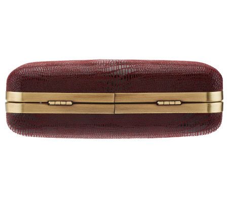 Nicole Richie Collection Lizard Embossed Leather Framed Clutch