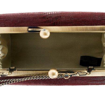 Nicole Richie Collection Lizard Embossed Leather Framed Clutch