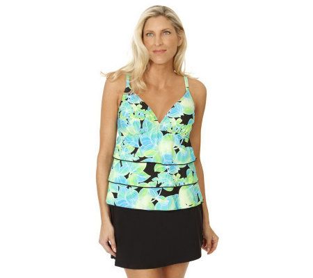 Ocean Dream Signature Hawaiian Floral Tiered Tankini with Skirtini - A231065