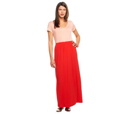 Isaac Mizrahi Live! Petite Colorblock Knit Maxi Dress - A232665