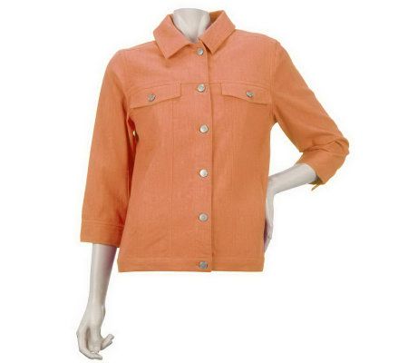 As Is Denim & Co. 3/4 Sleeve Colored Denim Jean Jacket - A236765