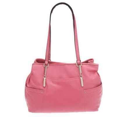 As Is B. Makowsky Glove Leather Triple Compart- ment Shopper - A237365