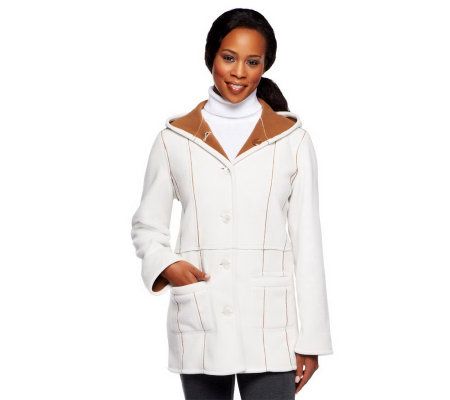 Susan Graver Bonded Fleece Reversible Bi-Color Hooded Coat - A81865