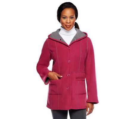 Susan Graver Bonded Fleece Reversible Bi-Color Hooded Coat - A81865