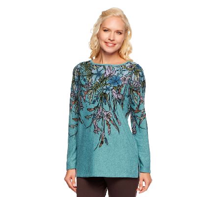 George Simonton Floral Print Heather Knit Top - A84565