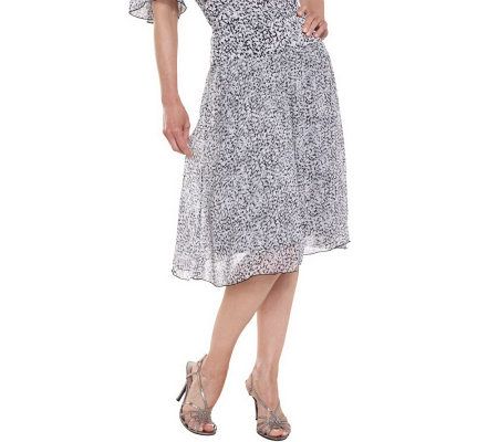 George Simonton Printed Chiffon Skirt with Knit Waist - A201766