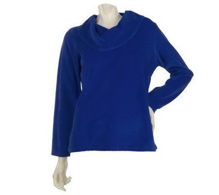 Denim & Co. Essentials Long Sleeve Drape Neck Velour Top - A209766
