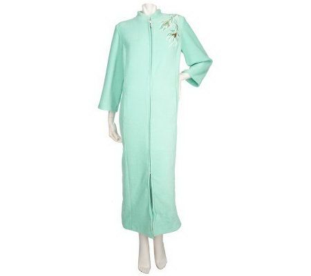 Bob Mackies Zipper Front Phoenix Embroidered Fleece Robe - A209866